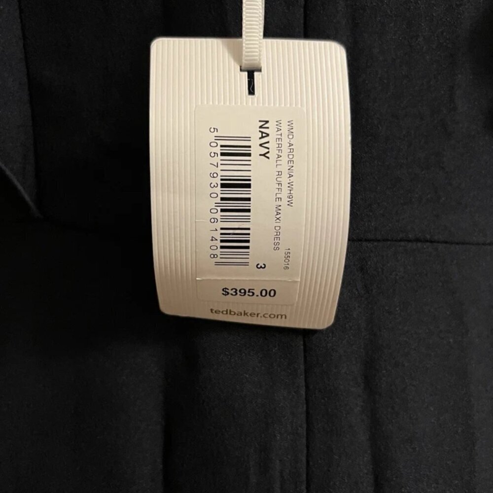 NEW Ted Baker London ARDENIA Waterfall Ruffle Maxi DressLong Dress - Navy $395 - Picture 9 of 10